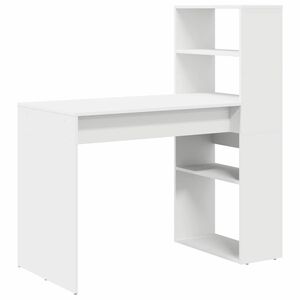 vidaXL Bureau avec &eacute;tag&egrave;re Blanc 113 x 54 x 120 cm Bois d'ing&eacute;nierie