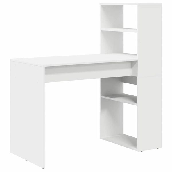 vidaXL Bureau avec étagère Blanc 113 x 54 x 120 cm Bois d'ingénierie