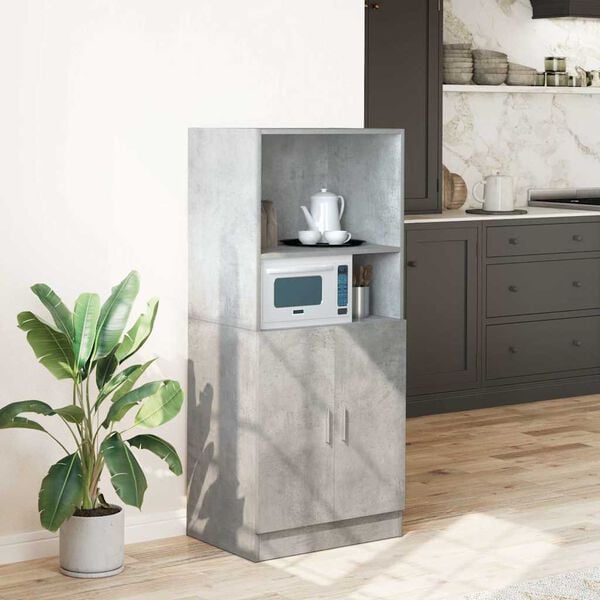 vidaXL Armoire de cuisine gris béton 57x41,5x131,5 cm bois ingénierie