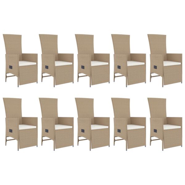 vidaXL Ensemble &agrave; manger de jardin et coussins 11 pcs beige poly rotin