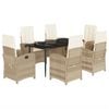 vidaXL Ensemble &agrave; manger de jardin et coussins 7 pcs beige poly rotin