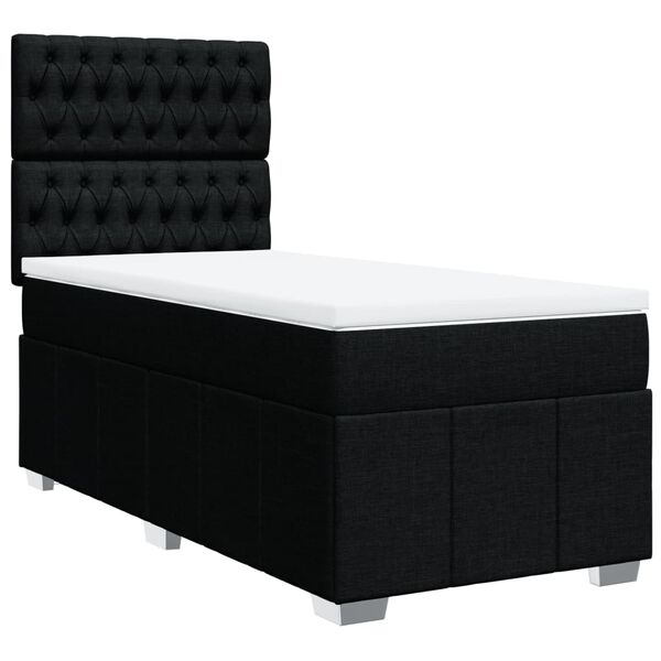 vidaXL Sommier &agrave; lattes de lit avec matelas Noir 90x190 cm Tissu