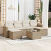 vidaXL Salon de jardin avec coussins 7 pcs beige r&eacute;sine tress&eacute;e