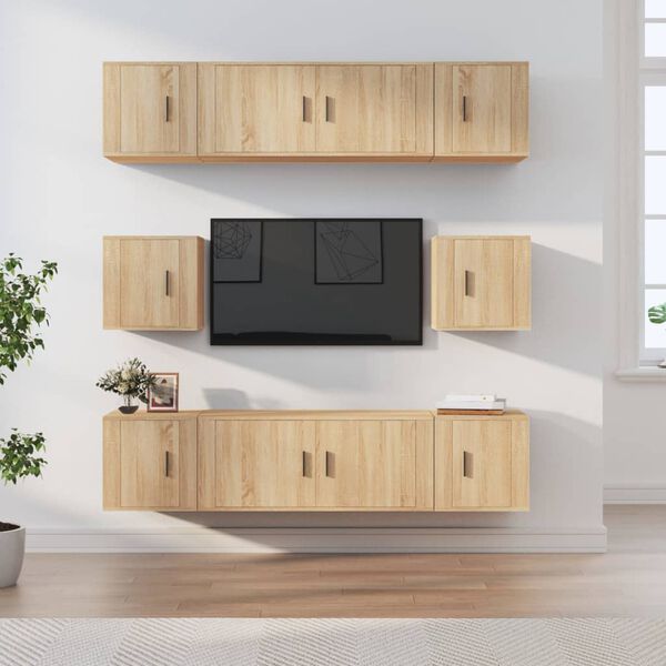 vidaXL Ensemble de meubles TV 8 pcs Ch&ecirc;ne sonoma Bois d'ing&eacute;nierie
