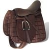 Set de selle &eacute;quitation 17,5" en cuir v&eacute;ritable 12 cm 5 en 1 brun