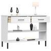 vidaXL Armoire console avec pieds en métal Blanc Bois pin massif OSLO