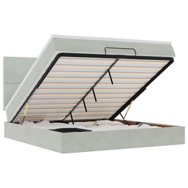 VidaXL Cadre de lit ottoman et matelas gris clair 160x200cm velours