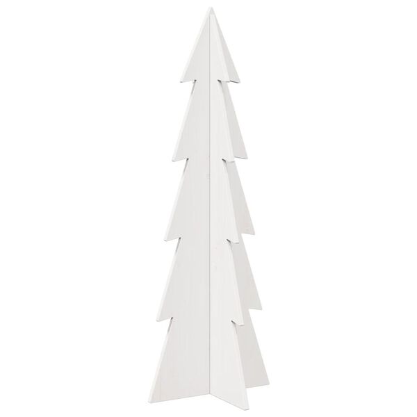 vidaXL Arbre de No&euml;l en bois pour d&eacute;coration blanc 112 cm pin massif