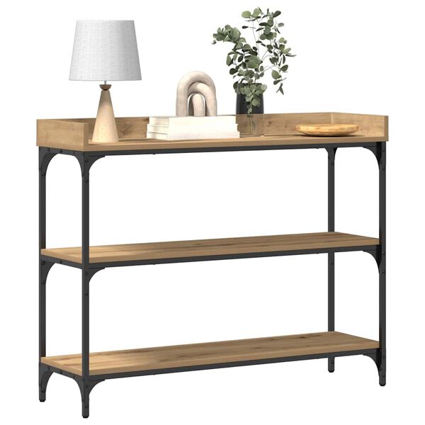 vidaXL Table Console avec &eacute;tag&egrave;re ch&ecirc;ne artisanal 100 x 30 x 80 cm