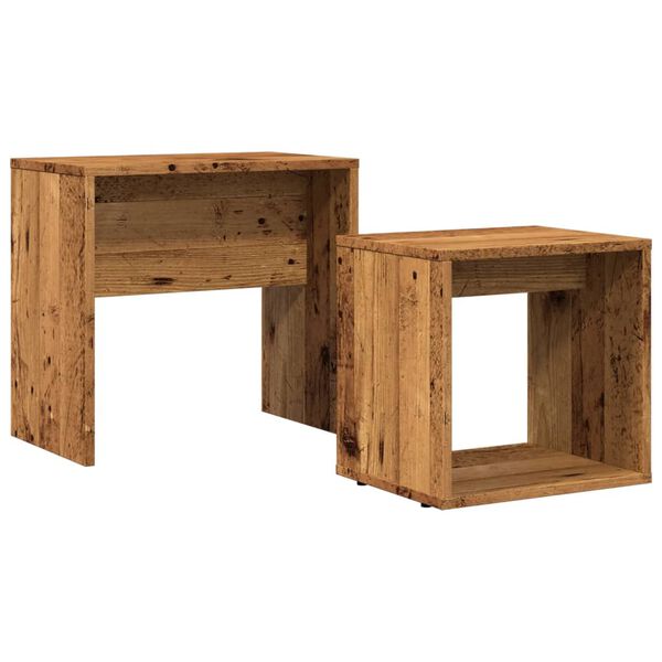 vidaXL Tables basses gigognes 2 pcs vieux bois bois d'ingénierie