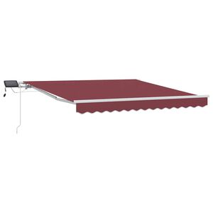 vidaXL Auvent manuel r&eacute;tractable avec LED bordeaux 300x250 cm