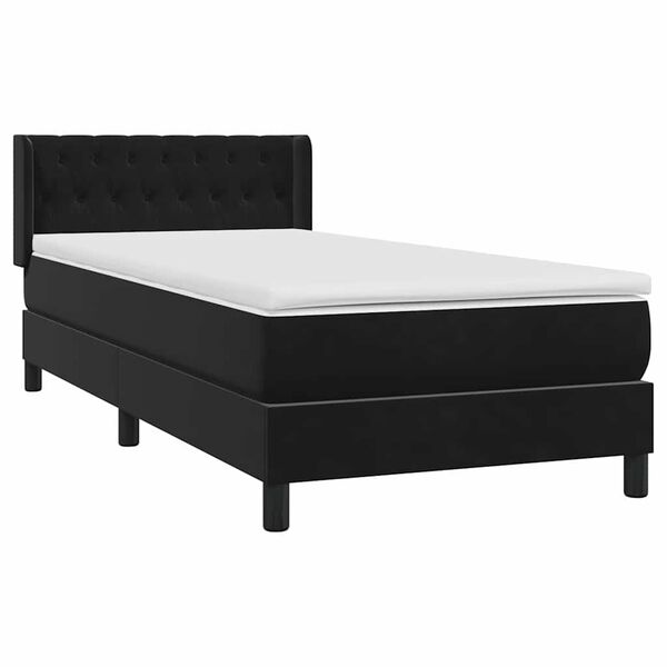 vidaXL Sommier &agrave; lattes de lit avec matelas noir 90x210 cm velours