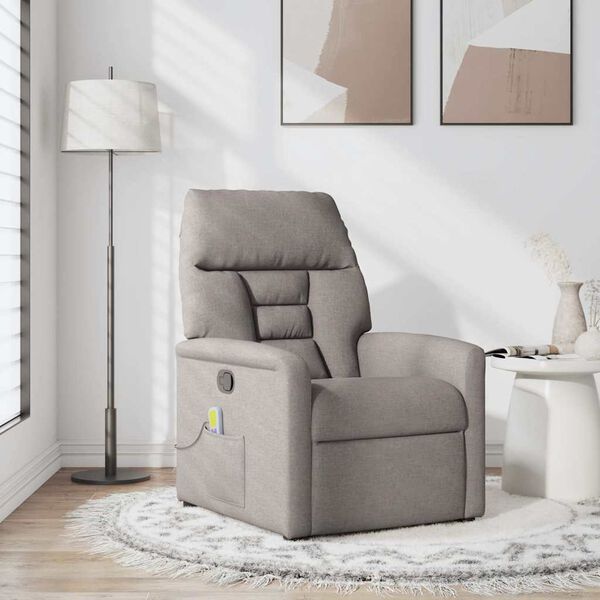 vidaXL Fauteuil de massage inclinable Taupe Tissu