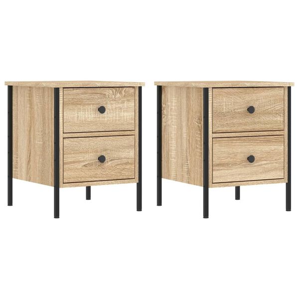 vidaXL Tables de chevet 2 pcs ch&ecirc;ne sonoma 40x42x50 cm bois ing&eacute;nierie