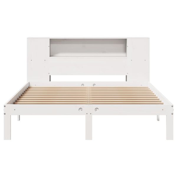 vidaXL Lit bibliothèque sans matelas blanc 135x190 cm bois pin massif