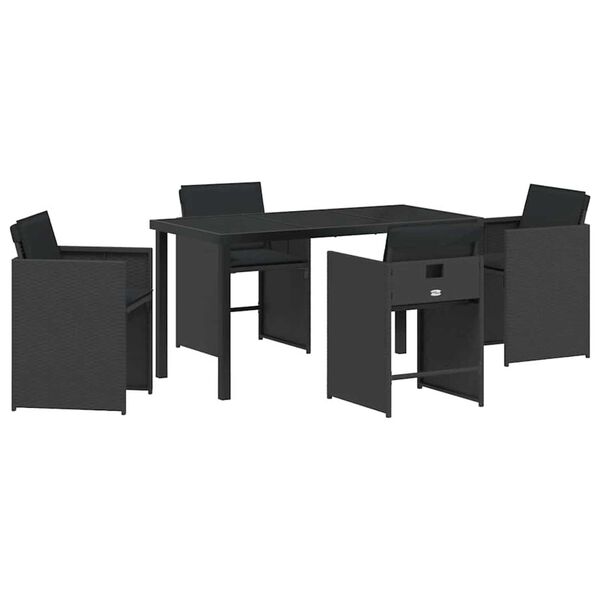 vidaXL Ensemble de salle &agrave; manger pour jardin 5 pcs Noir polyrotin