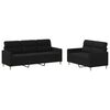 vidaXL Ensemble de canap&eacute;s 2 pcs avec coussins Noir Tissu