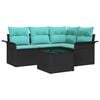vidaXL Ensemble de canap&eacute; de jardin avec coussin 5 pcs Noir polyrotin