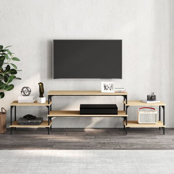 vidaXL Meuble TV chêne sonoma 197x35x52 cm bois d'ingénierie