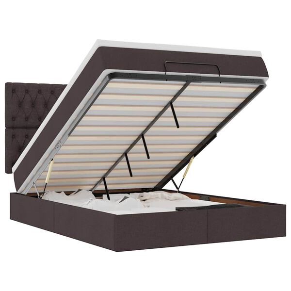 VidaXL Cadre de lit ottoman avec matelas marron fonc&eacute; 140x190 cm tissu