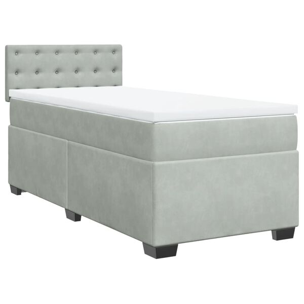 vidaXL Sommier &agrave; lattes de lit et matelas Gris clair 90x190 cm Velours