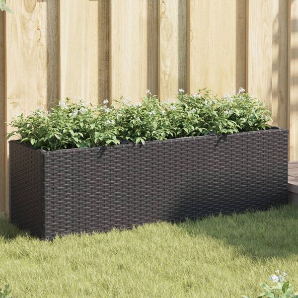vidaXL Jardini&egrave;re avec 3 pots noir 105x30x32 cm r&eacute;sine tress&eacute;e