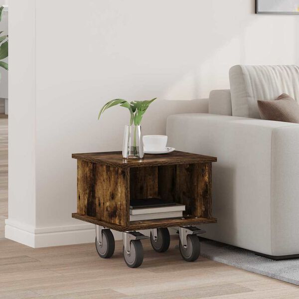 vidaXL Meuble TV Ch&ecirc;ne fum&eacute; 37 x 35 x 35 cm Bois d'ing&eacute;nierie