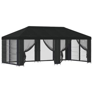 vidaXL Gazebo avec murs lat&eacute;raux 6 x 3 m Noir Polyester et Acier 190