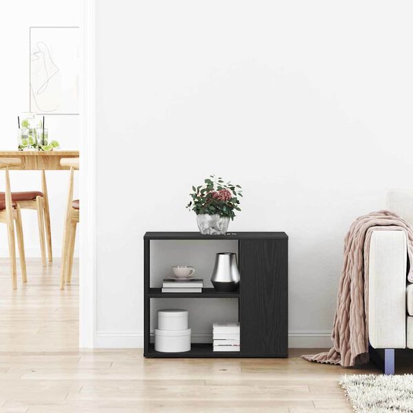 vidaXL Buffet avec tiroir Ch&ecirc;ne noir 60 x 30 x 50 cm Bois d'ing&eacute;nierie