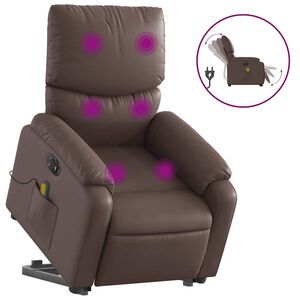 vidaXL Fauteuil inclinable de massage &eacute;lectrique marron similicuir