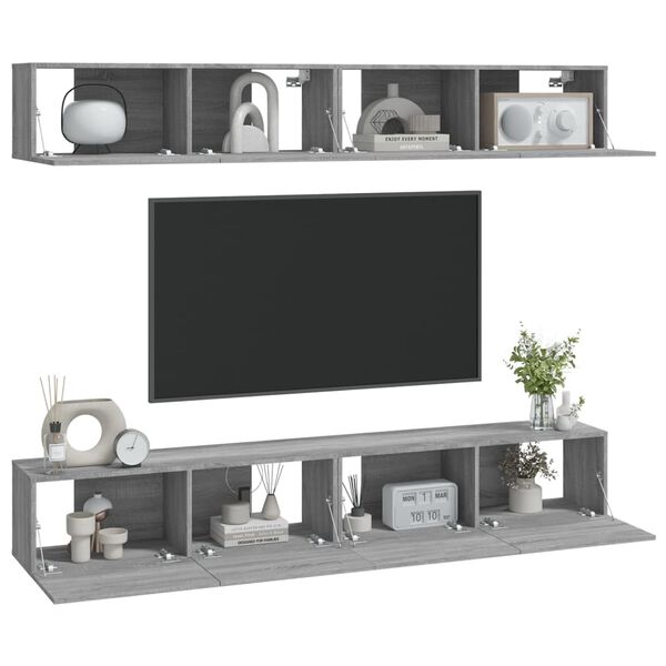 vidaXL Meubles TV muraux 4 pcs sonoma gris 100x30x30 cm