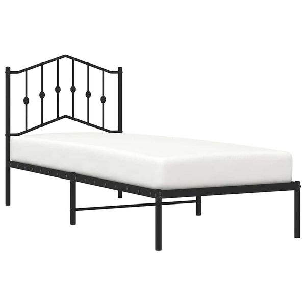 vidaXL Cadre de lit m&eacute;tal sans matelas avec t&ecirc;te de lit noir 90x200 cm