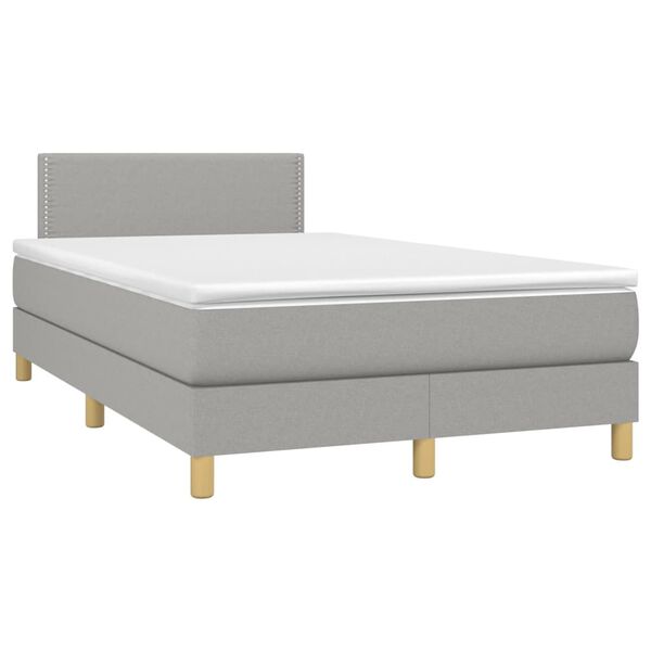 vidaXL Sommier &agrave; lattes de lit matelas LED gris clair 120x190 cm tissu