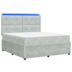 vidaXL Lit boxspring LED avec matelas Gris clair 180 x 200 cm Velours