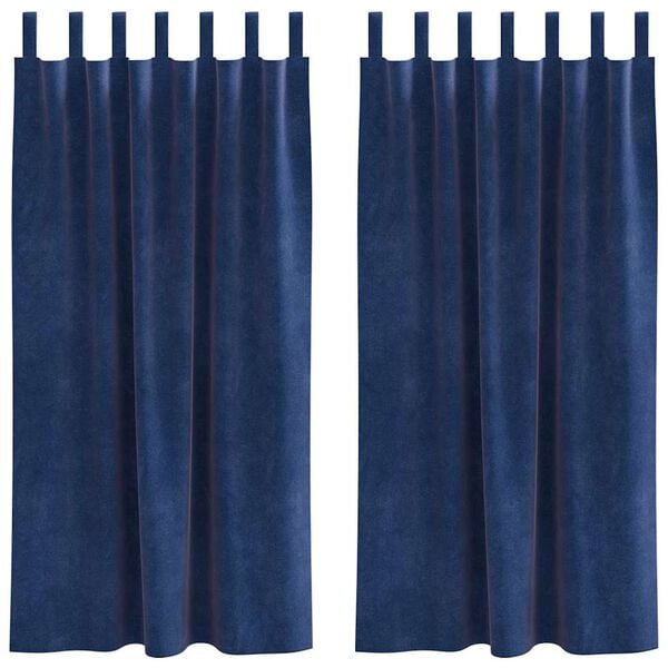 vidaXL Rideaux occultants 2 pcs Bleu fonc&eacute; 140 x 175 cm Velours