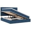 vidaXL Lit avec rangement et matelas Bleu 160 x 200 cm tissu
