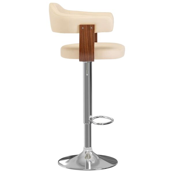 vidaXL Tabourets de bar lot de 2 cr&egrave;me bois courb&eacute; et similicuir