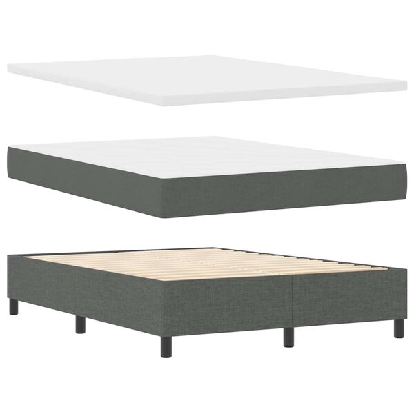 vidaXL Lit &agrave; ressorts avec matelas Gris fonc&eacute; 140 x 190 cm tissu