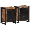 vidaXL Tables de chevet 2 pcs multicolore bois massif de manguier brut