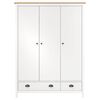 vidaXL Garde-robe à 3 portes Hill Blanc 127x50x170 cm Bois pin solide