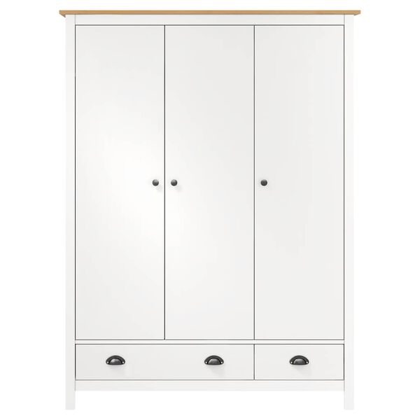 vidaXL Garde-robe à 3 portes Hill Blanc 127x50x170 cm Bois pin solide