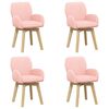 vidaXL Chaises de salle &agrave; manger pivotantes 4 pc Boucl&eacute; Rose