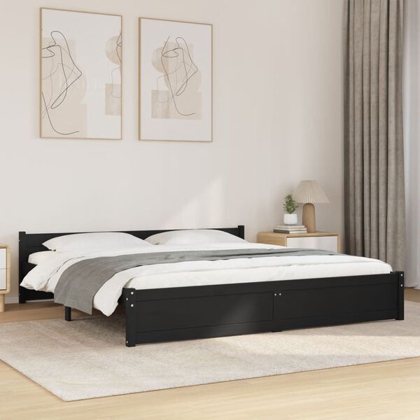 vidaXL Cadre de lit sans matelas noir bois massif 180x200 cm