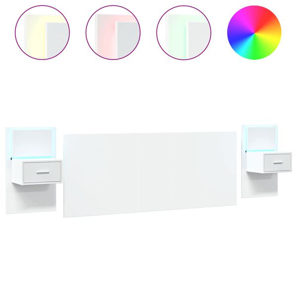 vidaXL T&ecirc;te de lit avec armoires blanc 200 cm bois d'ing&eacute;nierie