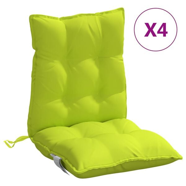 vidaXL Coussins de chaise &agrave; dossier bas lot de 4 vert vif