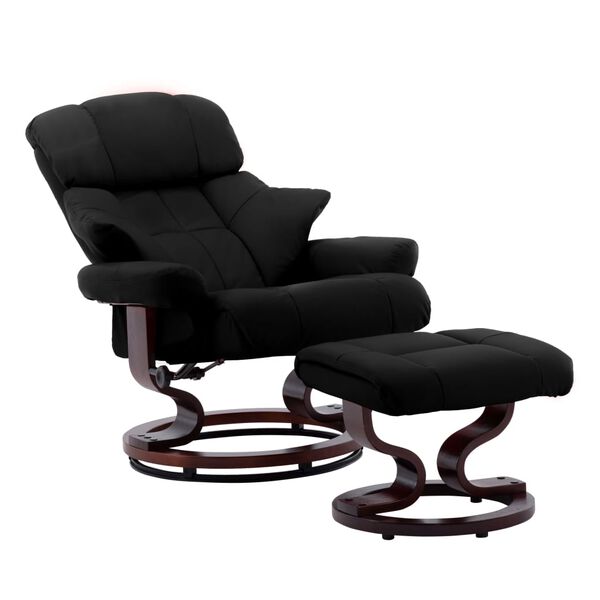 vidaXL Fauteuil inclinable et repose-pied Noir Similicuir bois courb&eacute;