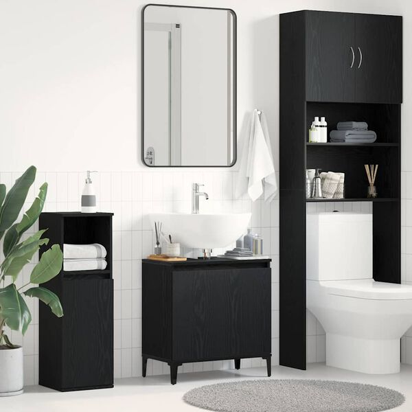 vidaXL Meuble de Lavabo de Salle de Bain Ch&ecirc;ne noir 58 x 33 x 60 cm