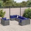 vidaXL Salon de jardin 9 pcs avec coussins gris r&eacute;sine tress&eacute;e