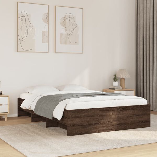vidaXL Cadre de lit sans matelas ch&ecirc;ne marron 140x190 cm