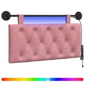 vidaXL T&ecirc;te de lit suspendue Avec lumi&egrave;re LED Rose Velours